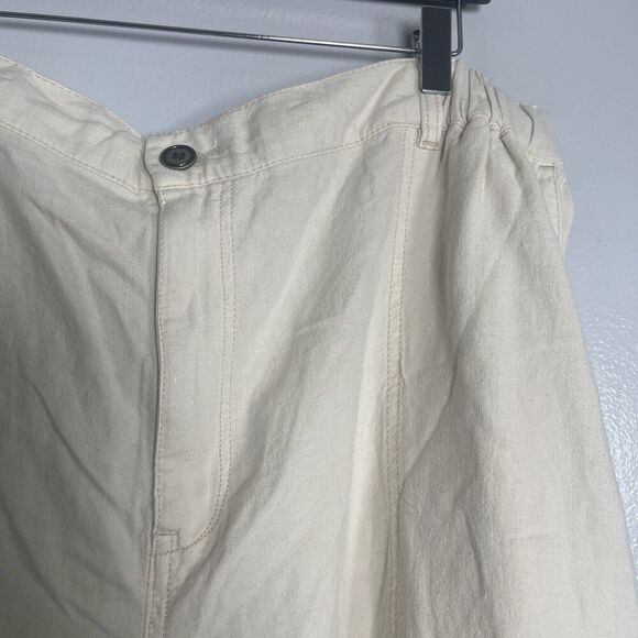 ANTHROPOLOGIE PILCRO Slim Linen Blend Cargo Pants Plus Size 2X Ivory NEW Beach - Picture 8 of 14